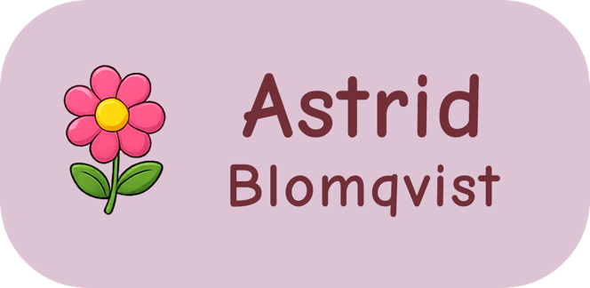 Personlig namnlapp med namnet Astrid Blomqvist