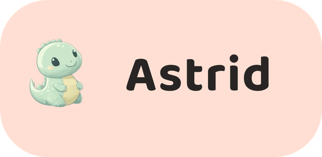 Personlig namnlapp med namnet Astrid