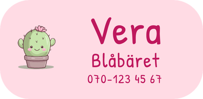 Personlig namnlapp med namnet Vera